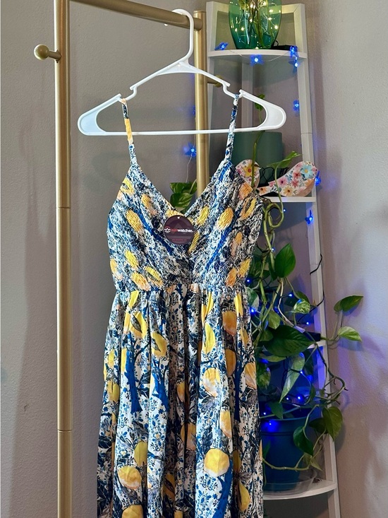 Dresses & Skirts - Yellow & Blue Lemon Print Maxi Dress